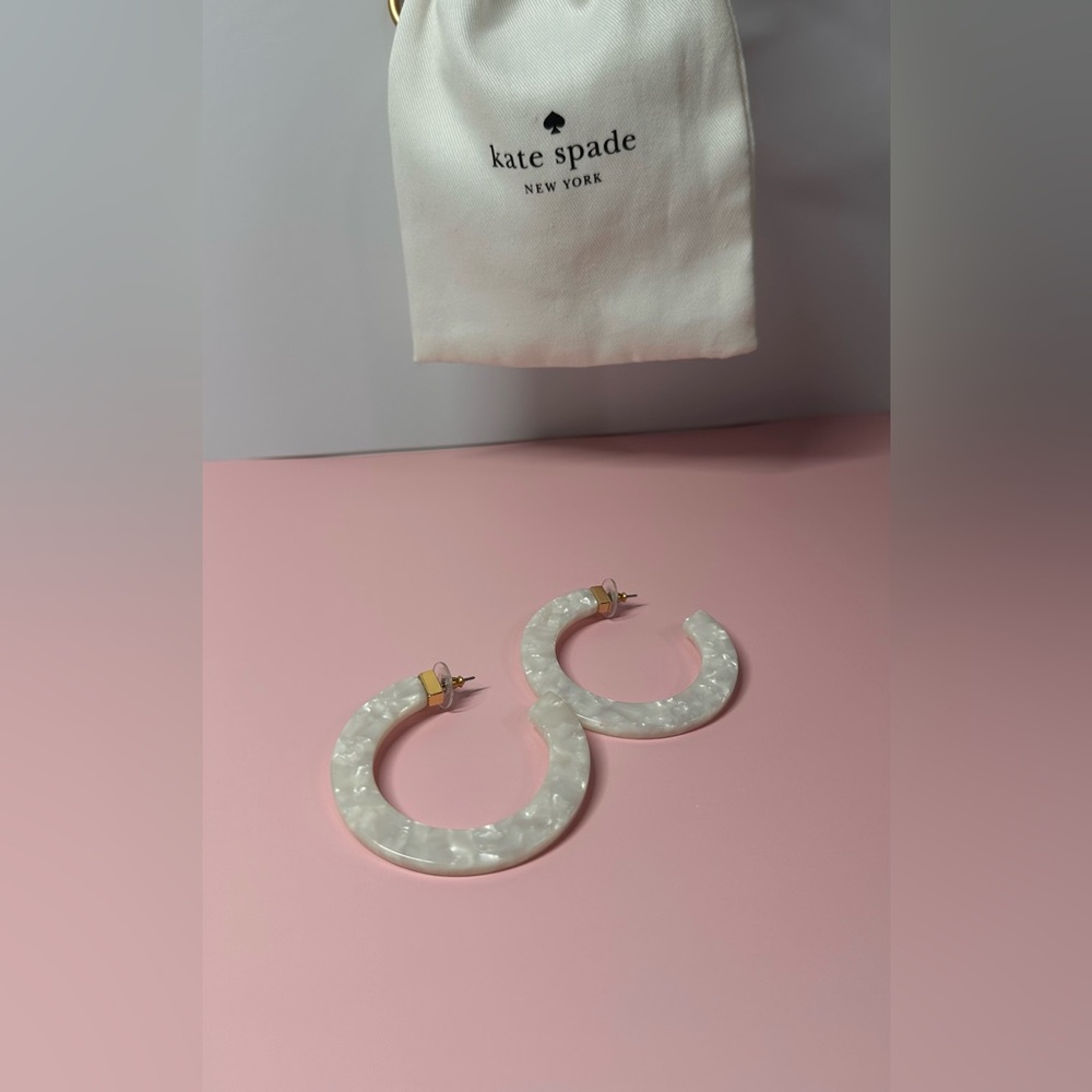 Kate Spade Ivory Marbled Hoop Earrings | Like New